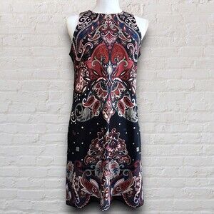 Banana Republic Dress Womens Size S Paisley Print Sleeveless Shift Multicolored‎